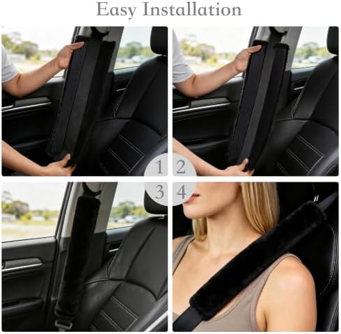 Amooca 15.7in Extra Long Furry Universal Car Seatbelt Cover Shoulder Pad - Image 6