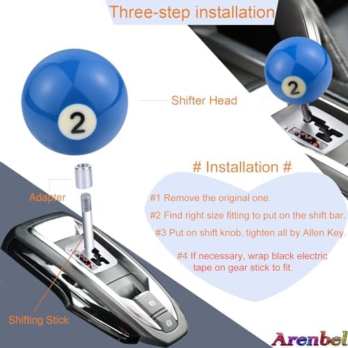 2 Ball Billiard Shift Knob Polished Car Racing Gear Shifter Grip - Image 4