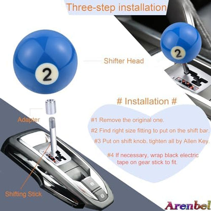 2 Ball Billiard Shift Knob Polished Car Racing Gear Shifter Grip - Image 4