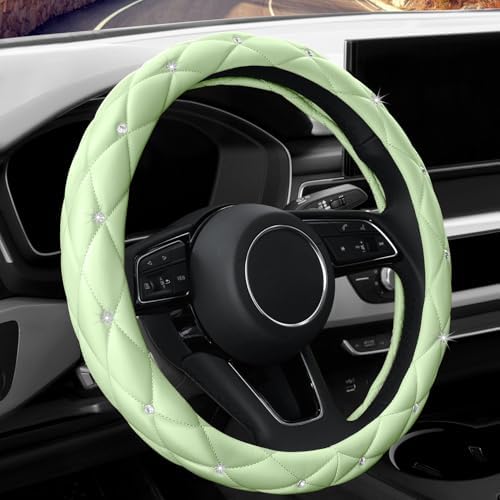YOGURTCK Cute Diamond Soft Leather Anti-Slip Steering Wheel Cover by YOGURTCK