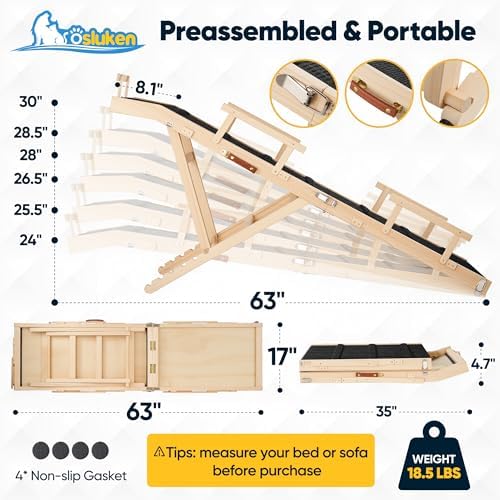 Dog Ramp for Bed with Rails, Dog Ramps for High Beds with Safety Side Railng - Image 5