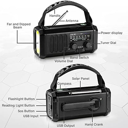 Emergency NOAA Weather Radio, 10000mAh Solar Hand Crank Radio - Image 4
