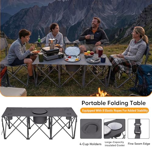 Colorsoul 5 Pcs Camping Chair Set w/Table, Outdoor Folding Chairs - Image 5