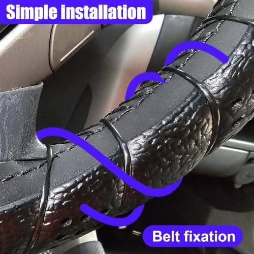 Leather Lace-On Steering Wheel Cover, Universal 14–15 Inch - Image 5