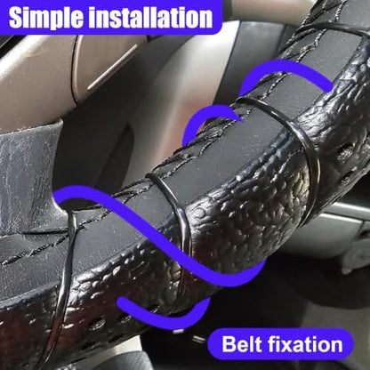 Leather Lace-On Steering Wheel Cover, Universal 14–15 Inch - Image 5