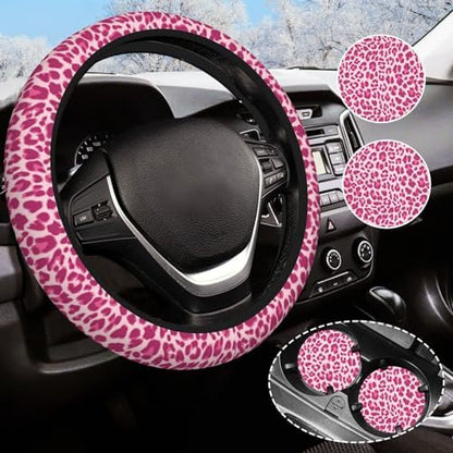 Leopard Print Steering Wheel Cover Anti-Slip Universal by Olemier