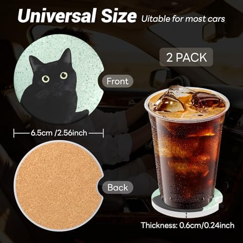 Car Cup Holder Ceramic Coasters 2 Pack, 2.56 in Anti Slip Absorbent Coaster - Image 4