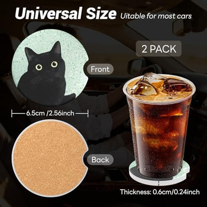 Car Cup Holder Ceramic Coasters 2 Pack, 2.56 in Anti Slip Absorbent Coaster - Image 4