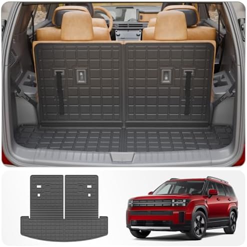 Trunk Mat with Backrest Mat for 2024 2025 2026 Hyundai Santa Fe by Thinzyou