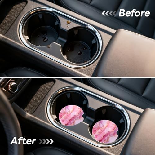 Car Cup Holder Ceramic Coasters 2 Pack, 2.56 in Anti Slip Absorbent Coaster - Image 5