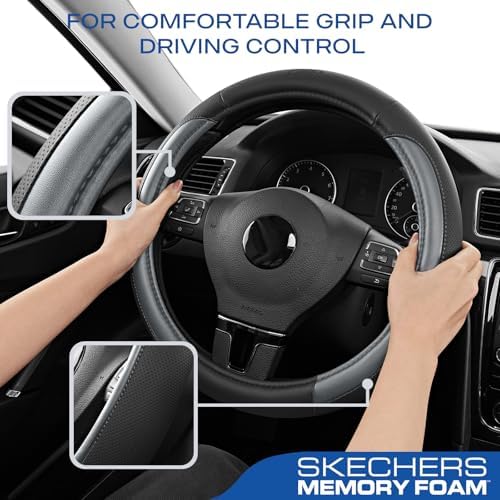 Skechers Steering Wheel Cover Memory Foam, Luxury Leather Steering Wheel Covers - Image 6