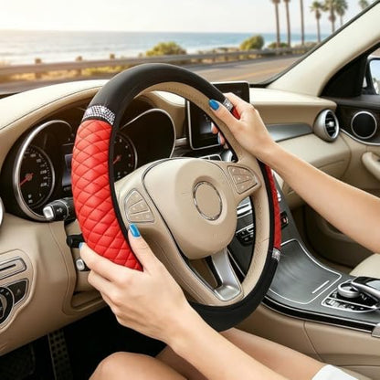 Bling Car Steering Wheel Cover, Crystal Rhinestones Vehicle Steering Guard Wrap - Image 3