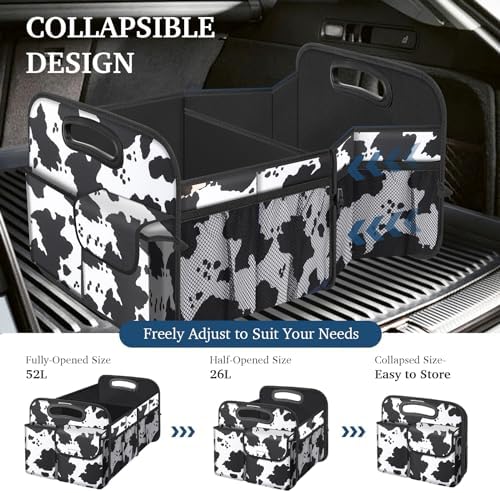 Femuar Car Trunk Organizer, Cow Print, Vintage Style, 52L Capacity, 4 - Image 4