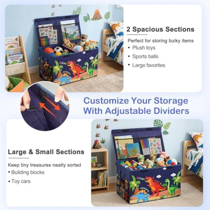 Toy Box with Adjustable Divider Large Toy Chest Storage - Image 2
