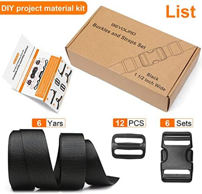 BEYOURD Heavy-Duty Buckles and Strap Set 1-1/2": 6 Yards of Thick Nylon Webbing - Image 6