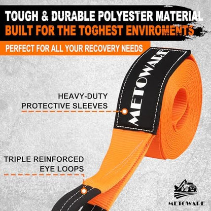METOWARE Heavy Duty Tow Strap Offroad Recovery Kit - Image 2