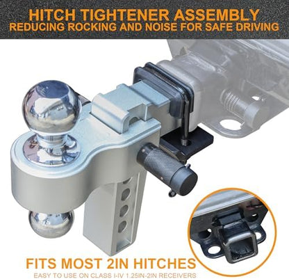 Hitch Tightener, Anti Rattle Stabilizer Clamp 1.25 to 2" Hitches - Image 4