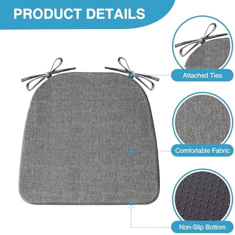 IASEAHK Chair Cushions for Dining Chairs Set of 6, Non Slip Kitchen Chair Pads - Image 2