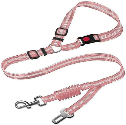 Pink 2-in-1 Dog Seat Belt for car, Adjustable Safety Leash by WeimoMonkey