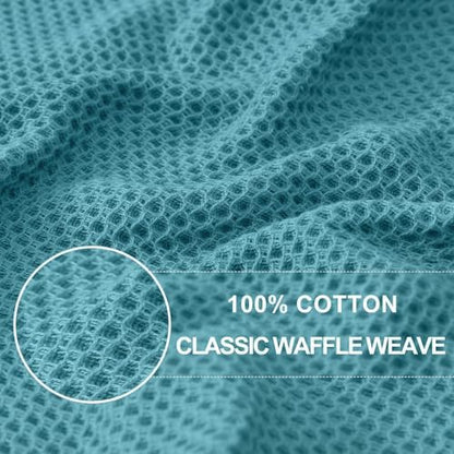 Homaxy 100% Cotton Waffle Weave Kitchen Dish Cloths 18-Pack, Lake Blue - Image 2