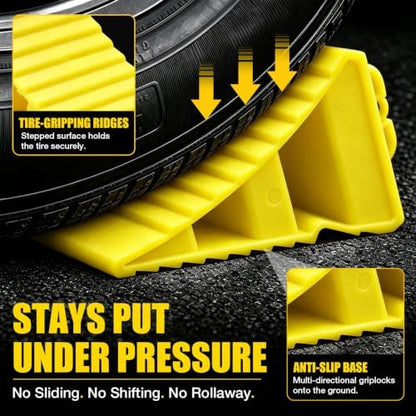 Wheel Chocks for RV Trailer, Hard Wheel Chocks w/Handle for Easy Removal - Image 6