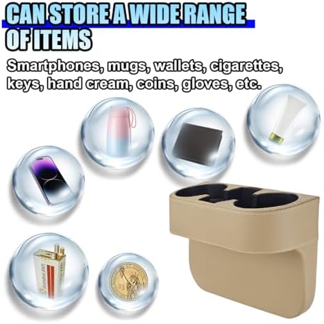 ZIMISI Car Cup Holder, Leather Front Console Gap Filler Organizer - Image 4