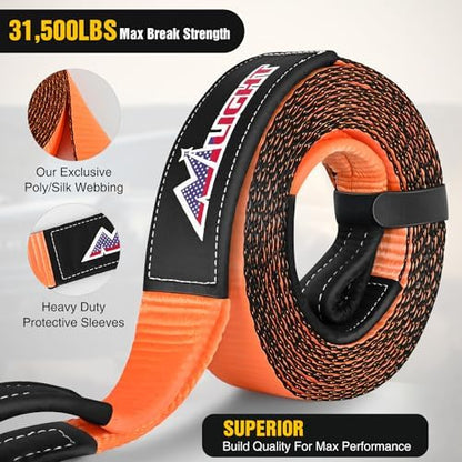 Nilight 3" x 30' Recovery Tow Strap Lab Tested 31, 500lbs Break Strength - Image 5
