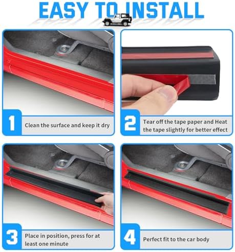 Door Sill Guards Kit Rubber Door Entry Guards Protector Wrangler JK 2 Door - Image 7