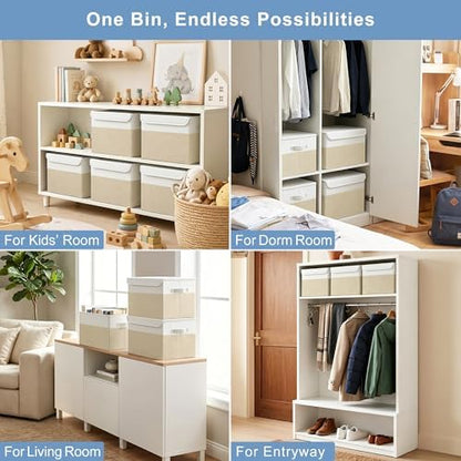 Bagnizer Large 22 Quart Linen Fabric Foldable Storage Bin Cube Organizer Basket - Image 4