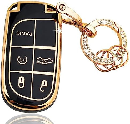 OLLEN TPU Key Fob Cover with Bling Ring, Fit by OLLEN