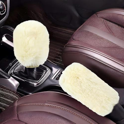 Hovom 2PCS Fluffy Car Gear Shift Knob Cover & Handbrake Cover by Hovom
