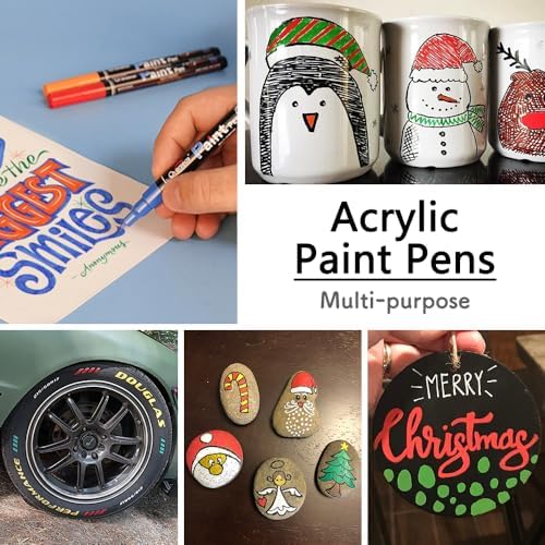 Overseas 2 Pack White Acrylic Paint Pens Paint Markers Extra Fine Tip - Image 3