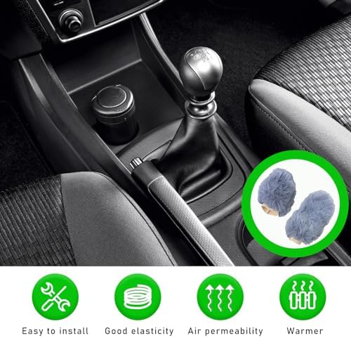 Ziciner 2PCS Plush Car Gear Shift Knob Cover & Handbrake Cover, Comfortable - Image 4