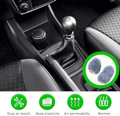 Ziciner 2PCS Plush Car Gear Shift Knob Cover & Handbrake Cover, Comfortable - Image 4
