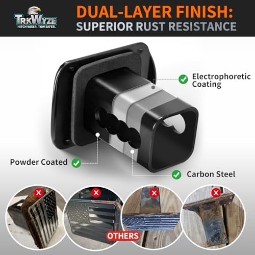 Steel Hitch Cover, Patented Riveted Aluminum Flag, Car Wash Safe - Image 3