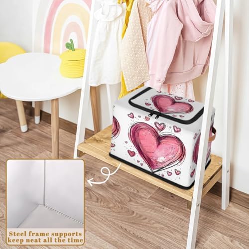 Pink Heart Storage Bins With Zipper Lid, Collapsible Trunk Organizer, Car - Image 5