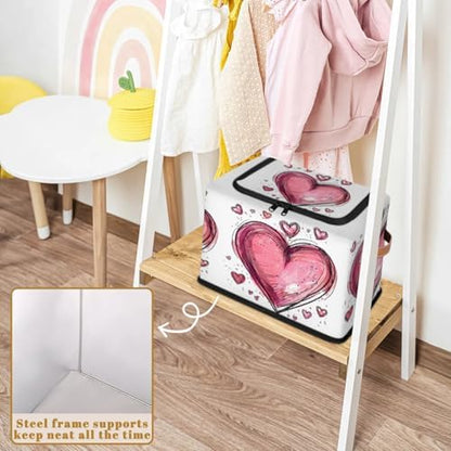 Pink Heart Storage Bins With Zipper Lid, Collapsible Trunk Organizer, Car - Image 5