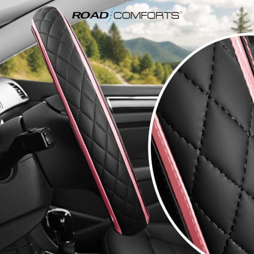 Road Comforts Leather Steering Wheel Cover – Black & Pink, Universal Fit - Image 6