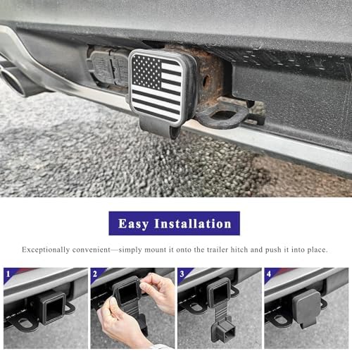 2 Inch Rubber Trailer Hitch Cover, Dustproof American Flag Hitch Cover Tube - Image 6
