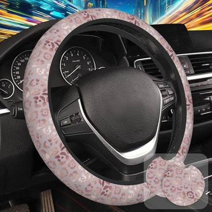 Rose Gold Leopard Print Steering Wheel Cover by Unknown