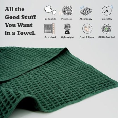 Luxury Organic Japanese Cotton Waffle Bath Towel | Thick, Quick Dry Bathroom - Image 6