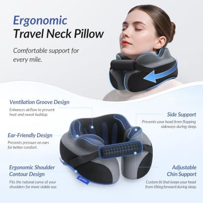 ZIKEE Travel Pillow for Airplane, Adjustable Chin Support for Stable Sleep - Image 4