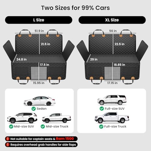 REEVAA Dog Truck Seat Cover for Back Seat, Hard Bottom - Image 6