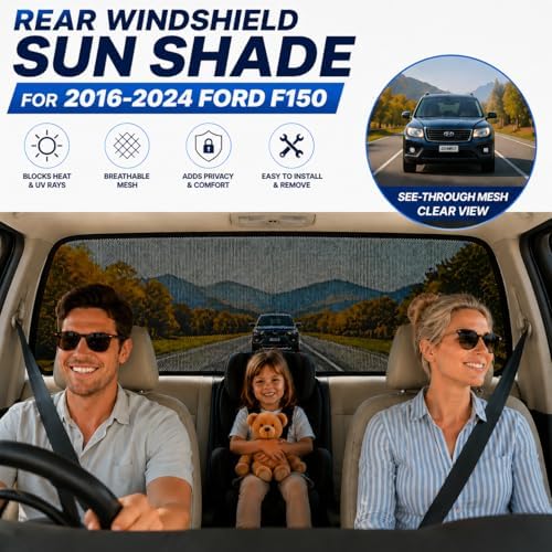 Rear Window Shade for Ford F150 2016-2024 Breathable Mesh Sunshade - Image 5