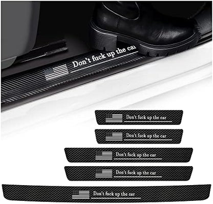 5PCS Car Door Sill Protector, Carbon Fiber Sport Threshold/Rear Bumper Guard by Turcee