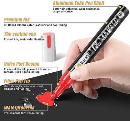 SELEAD Tire Marker White Red for Car Tires Lettering, 8 Pack - Image 4