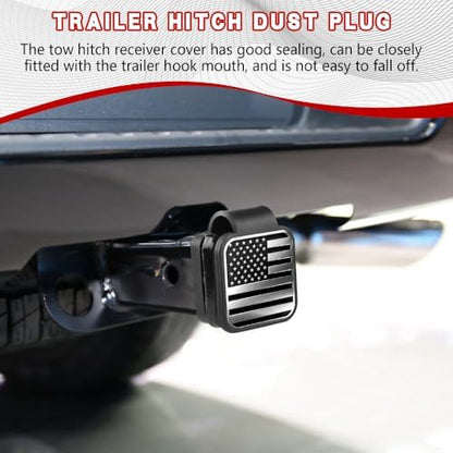 Universal Flag Tow Hitch Covers, Receiver Tube Hitch Plug, American Flag Rubber - Image 3