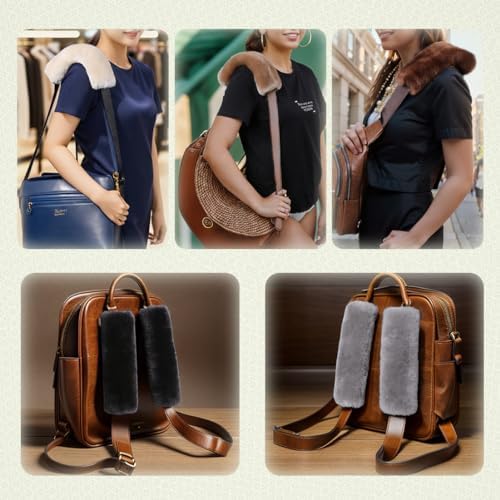 AOGELAN Fluffy Fuzzy Genuine Sheepskin Car Seat Belt Cover - Image 6