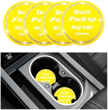 4 PCS Bling Car Cup Coaster, 2.75 Inch Anti-Slip Cup Holder Insert Coasters by Sylvil