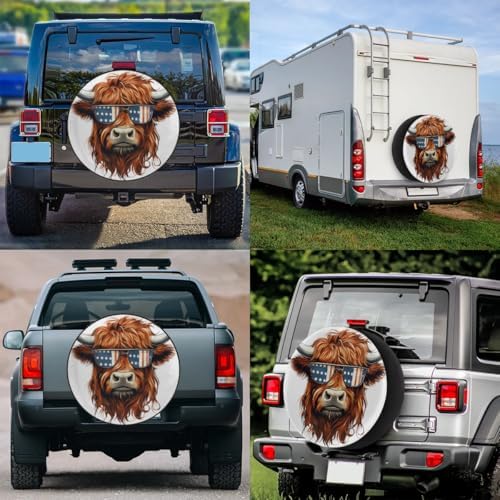 Spare Tire Cover for RV Trailer, Highland Cow American Tire Covers Universal - Image 7